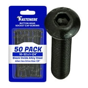 Fastenere Button Head Socket Cap Screws - 10-32 x 1-1/4" (50-Pcs) Alloy Steel, Fully Threaded, Fine Black Oxide Finish, Corrosion-Resistant, Machine Thread, Easy to Install w/ Allen Hex Drive