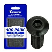 Fastenere Button Head Socket Cap Screws - 10-32 x 3/8" (100-Pcs) Alloy Steel, Fully Threaded, Fine Black Oxide Finish, Corrosion-Resistant, Machine Thread, Easy to Install w/ Allen Hex Drive