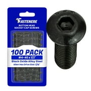Fastenere Button Head Socket Cap Screws - 4-40 x 1/2" (100-Pcs) Alloy Steel, Fully Threaded, Fine Black Oxide Finish, Corrosion-Resistant, Machine Thread, Easy to Install w/ Allen Hex Drive