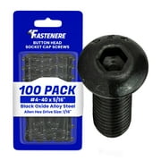 Fastenere Button Head Socket Cap Screws - 4-40 x 5/16" (100-Pcs) Alloy Steel, Fully Threaded, Fine Black Oxide Finish, Corrosion-Resistant, Machine Thread, Easy to Install w/ Allen Hex Drive