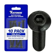 Fastenere Button Head Socket Cap Screws - 7/16-14 x 1" (10-Pcs) Alloy Steel, Fully Threaded, Fine Black Oxide Finish, Corrosion-Resistant, Machine Thread, Easy to Install w/ Allen Hex Drive
