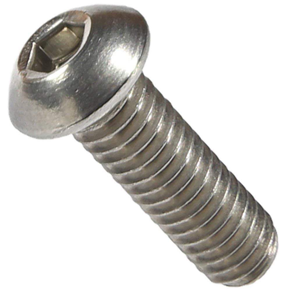 Fastenere Button Head Socket Cap Screws - M6-1.00 x 12MM (1000-pack) Stainless Steel 18-8, Full Thread, Plain Finish, Flat Point, ISO 7380 Metric Screw Set, Easy to Install w/ Allen Hex Socket Drive