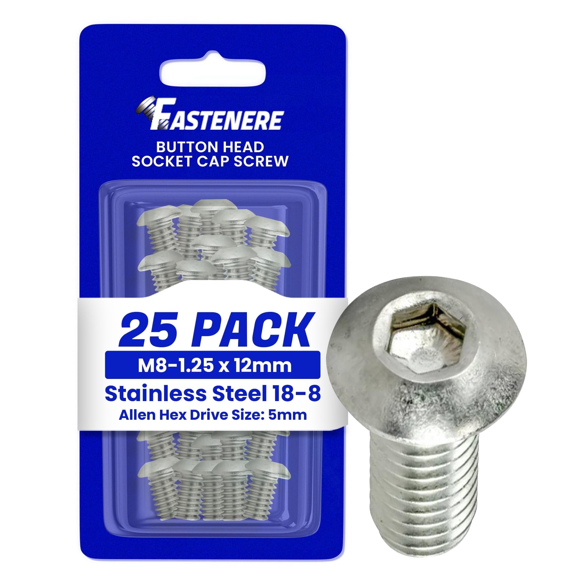 Iso 4038 Fastenere Button Head Socket Cap Screws - M8-1.25 x 12MM (25-pack ...