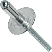 Fastenere Large Flange Pop Rivets - 3/16 x 1/8 50 Pack Aluminum Body Steel Mandrel, Heavy Duty Dome Head Blind Rivets, Open End 6-2 Gap .020 - .125 - Corrosion Resistant, High Shear Strength