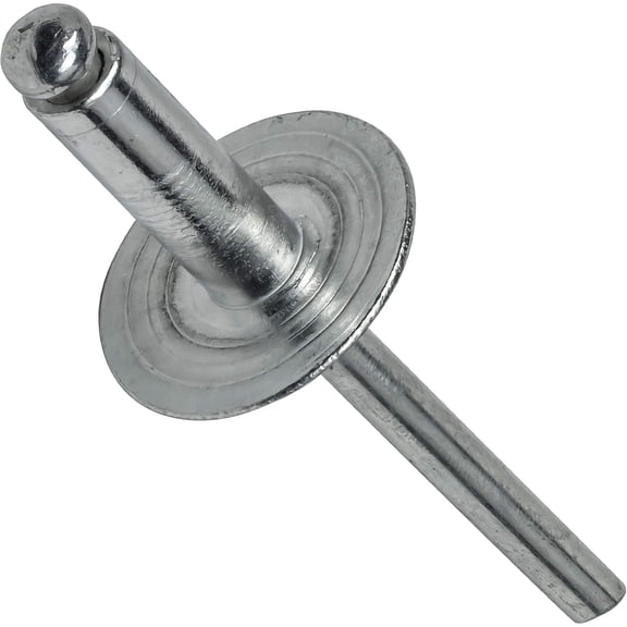 Fastenere Large Flange Pop Rivets - 5/32" x 3/8" (50 pcs) Heavy Duty, Open-End, Aluminum Corrosion-Resistant, High Tensile & Shear Strength, 5-6 Gap .251" - .375"
