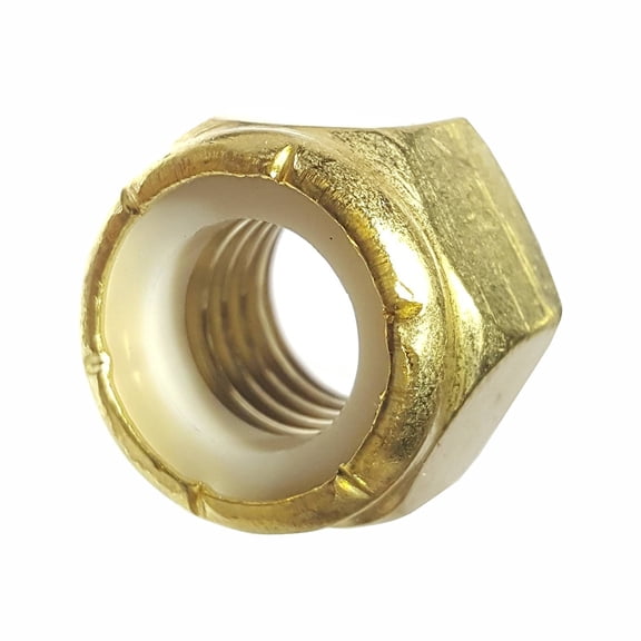 Fastenere Nylon Insert Hex Lock Nuts - #10-32 (1000-Pack) Solid Brass Alloy Steel Grade 360, Plain Finish, Corrosion-Resistant, Durable Multi-Use Hardware Nuts - Secure Fastening w/ Hex Socket Drive
