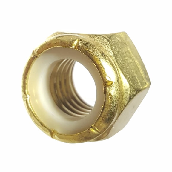 Fastenere Nylon Insert Hex Lock Nuts - #4-40 (100-Pack) Solid Brass Alloy Steel Grade 360, Plain Finish, Wear-Resistant, Corrosion-Resistant, Durable Multi-Use Hardware Nuts - Secure Fastening