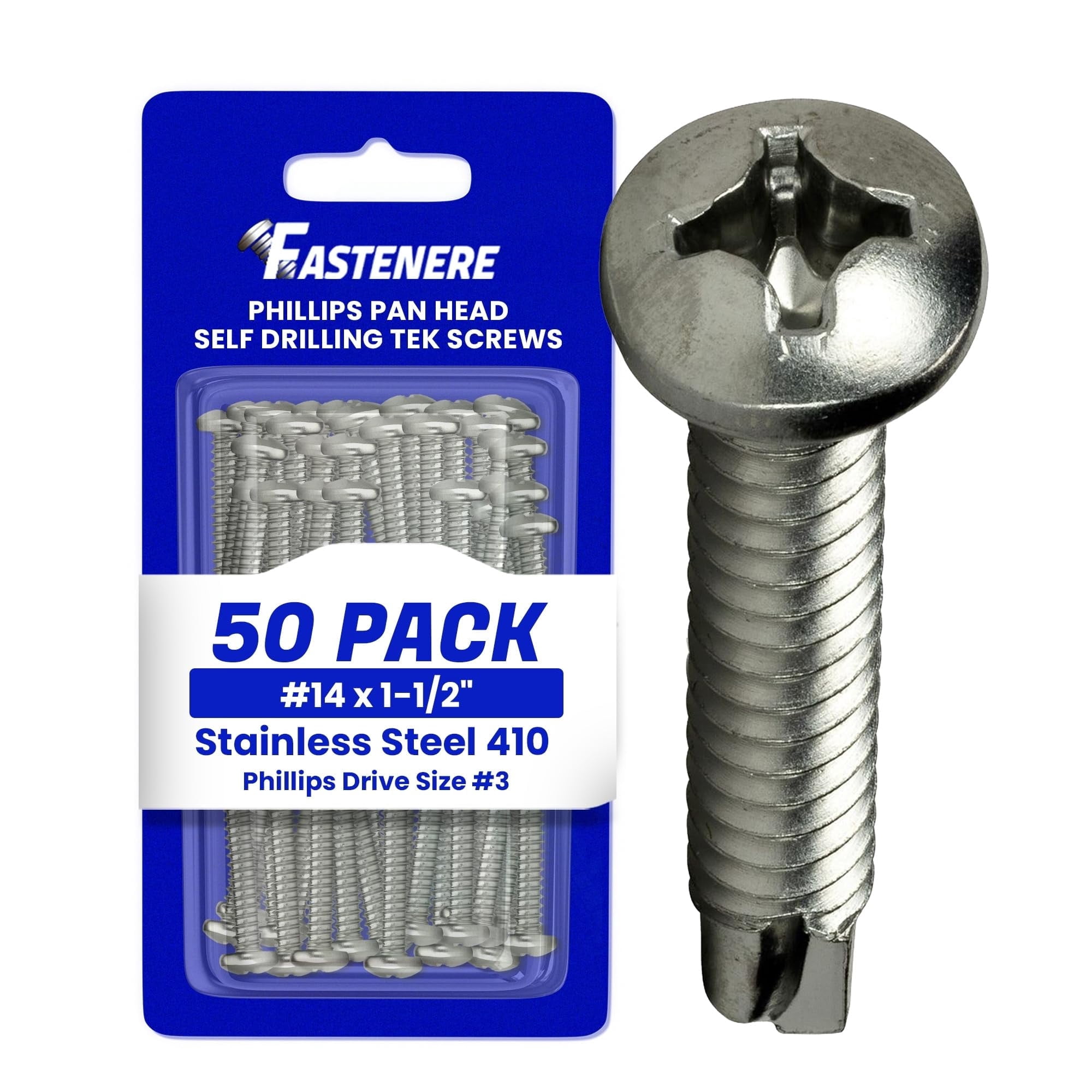 500 Hex Washer Head Self-Drilling Tek Screws - 1/4 X 1 Inch, #14, Zinc Coated