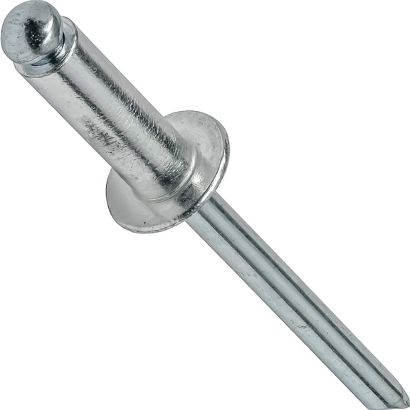 Fastenere Pop Rivets 1/8" x 3/16" (100 pcs) Aluminum Body Steel Mandrel, Heavy Duty, Open End, Low Carbon, Dome Head Blind Rivets, Corrosion Resistant & High Shear Strength, 4-3 Gap .126" - .187"