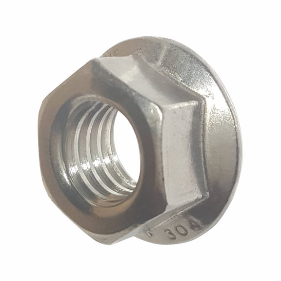 Fastenere Serrated Flange Nuts - 1/2"-13 (10-Pack) Coarse, Plain Finish, Stainless Steel 18-8 Hex Lock Hardware Nuts for Industrial & Home Use