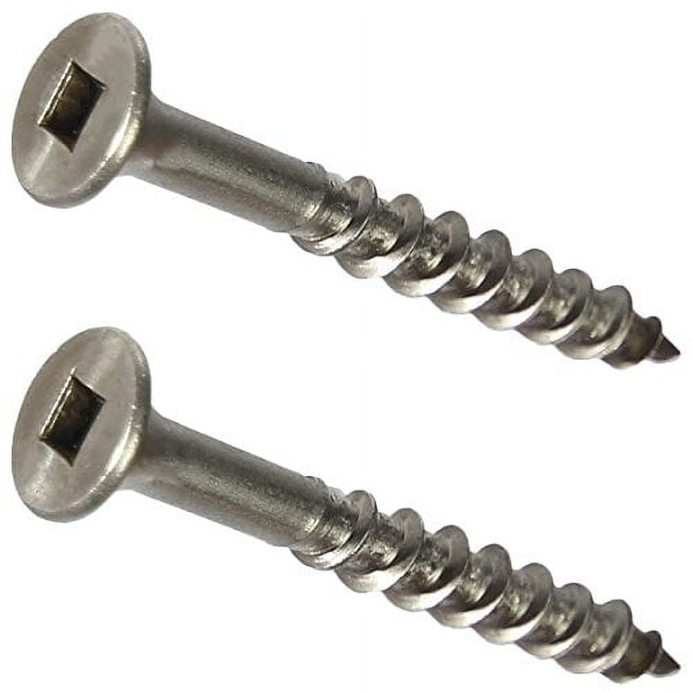 Fastenere Stainless Steel 18-8 Deck Screws - #10 x 1-1/4" (100 Pack) Wood Cutting Point, Square Drive, Partial Thread, Bright Finish for Wood, Exterior, Decking, Composite, Fencing, Type 17 Point
