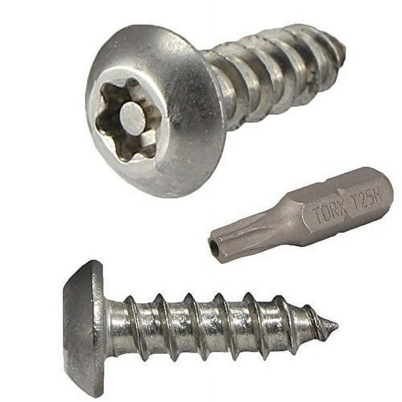 Fastenere Torx Security Sheet Metal Screws - #6 x 2" (25-Pack) Button Head, Tamper-Resistant, Anti Theft Stainless Steel Screws for Higher Level of Safety & Secure Fastening Solution