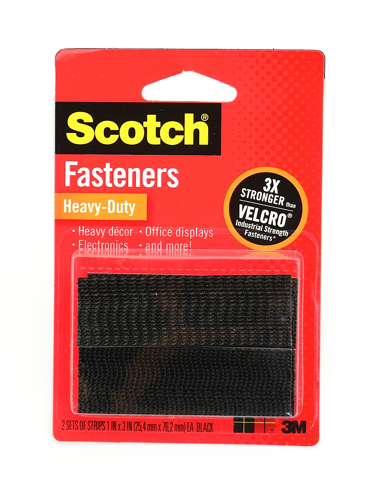 Fasteners 1 in. x 3 in. strip (2 sets), black, heavy-duty (pack of 6 ...