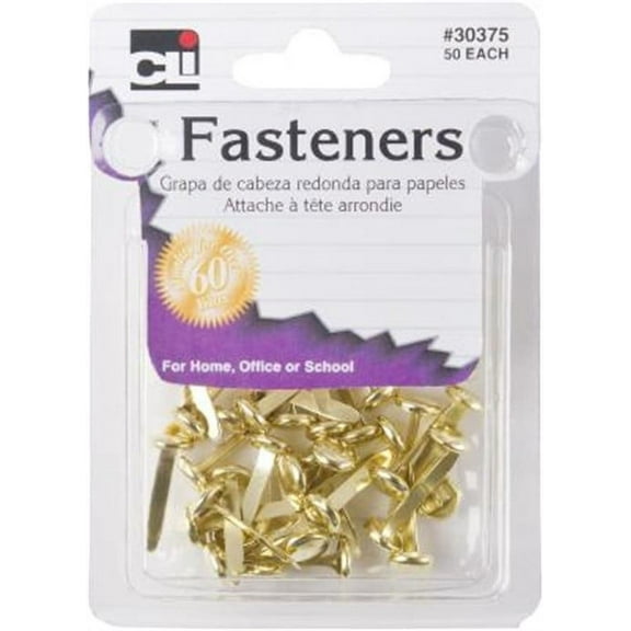 Fasteners .75in Brass 50ct Cd