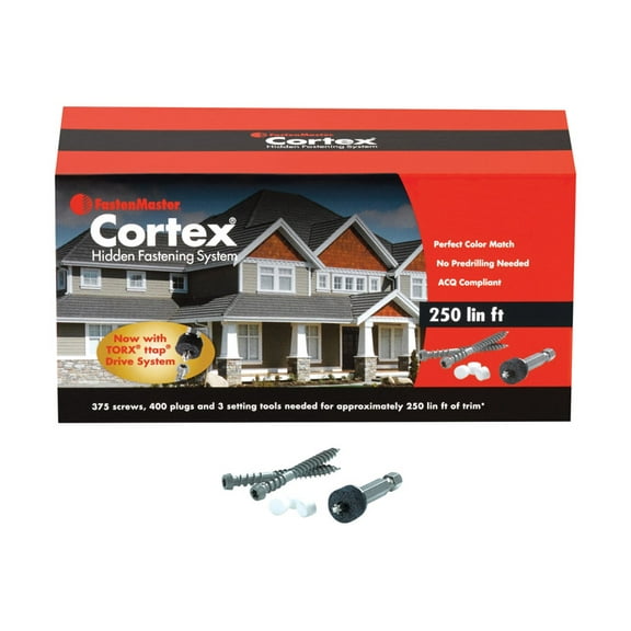 Fastenmaster 5958053 Cortex No.20 x 2 in. Torx TTAP Star Head Smooth Carbon Steel Trim Screws & Plugs Kit - 1125 Per Box