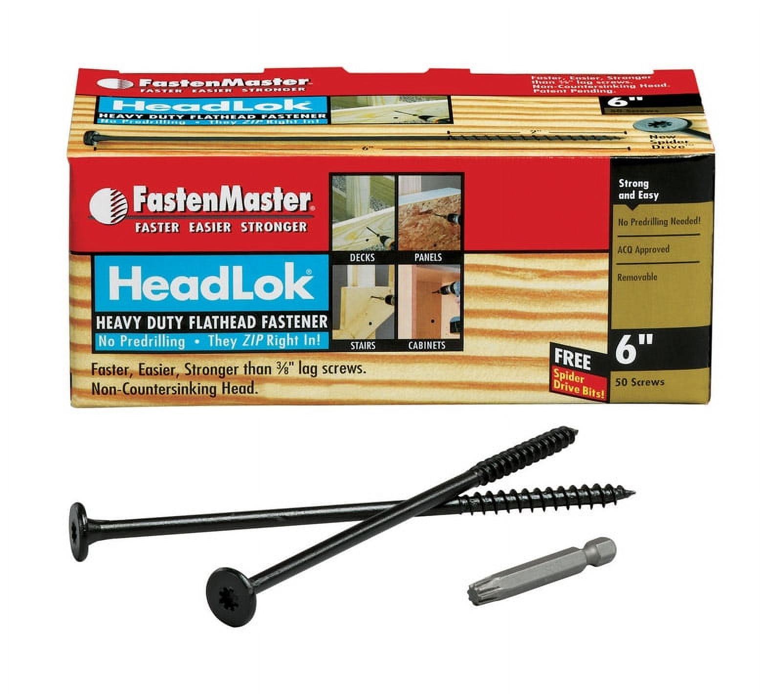 OMG Inc FastenMaster HeadLok 6 In. Structural Wood Screws, 50 Ct, Black