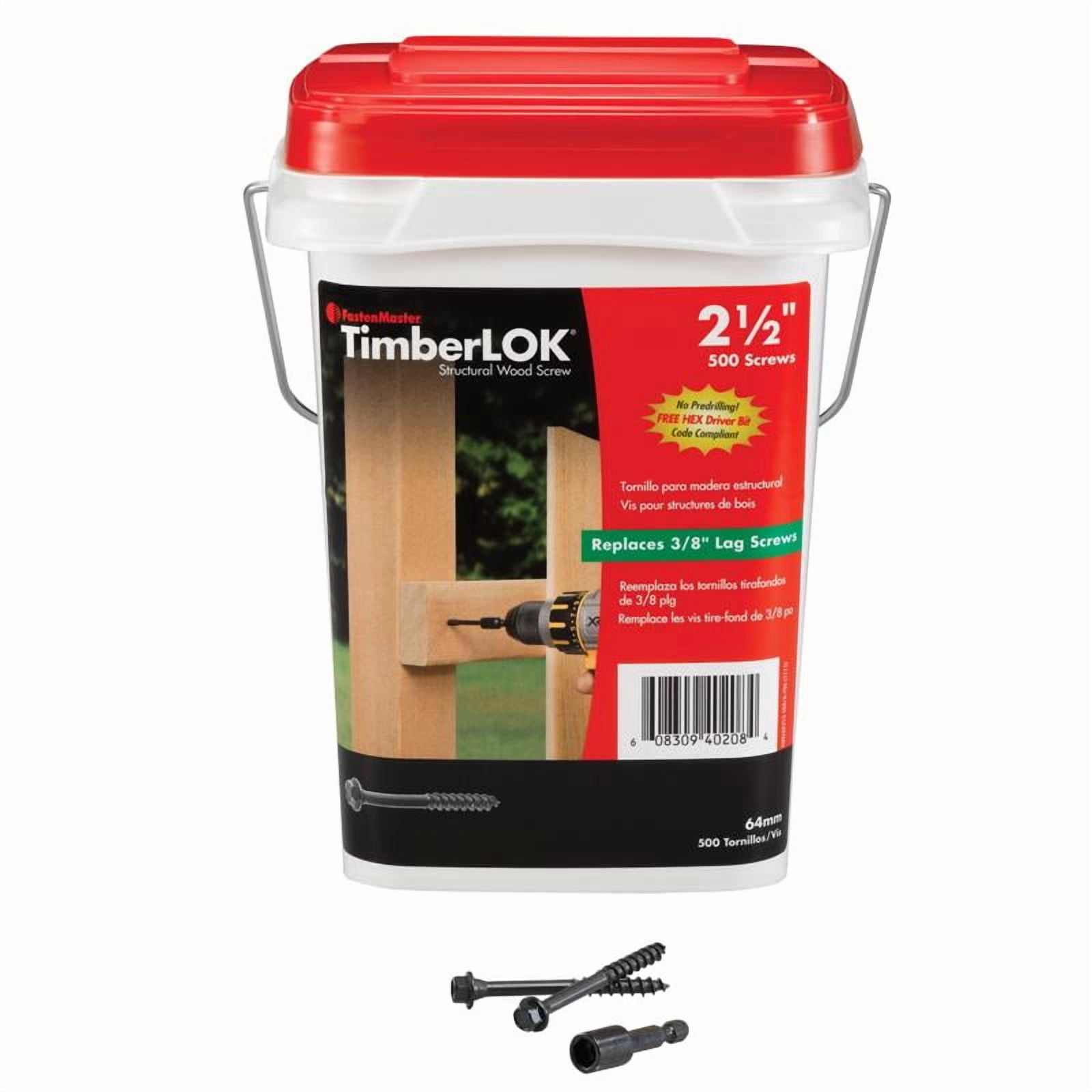 FastenMaster TimberLok No. 10 X 2-1/2 in. L Hex Epoxy Wood Screws 500 pk