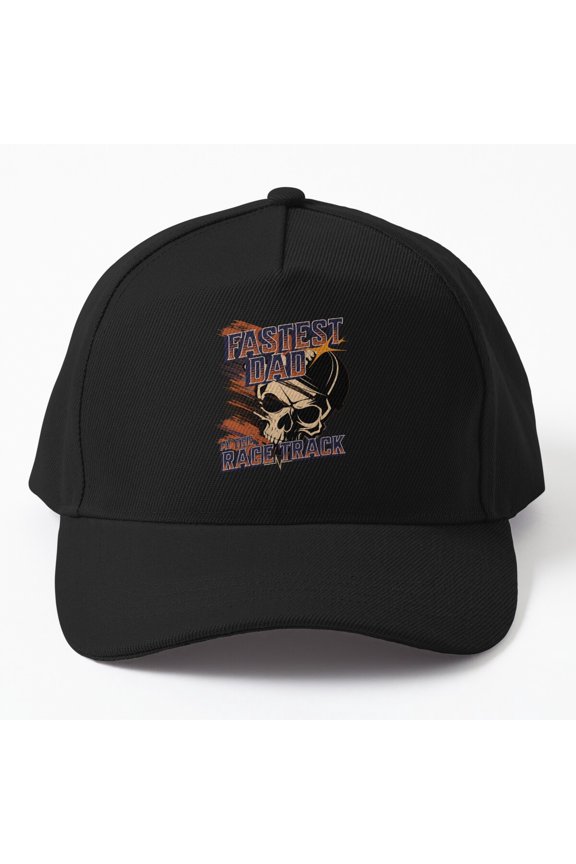Fastest Dad at the Racetrack Baseball Cap, Drag Racing Father Speed Graphic Design, Classic Hat