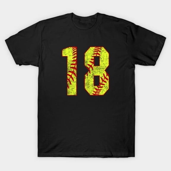 Fastpitch Softball Number 18 Jersey Uniform Graphic - Holiday Favorite, H3404 Unisex T-Shirt, Up to 5XL Available
