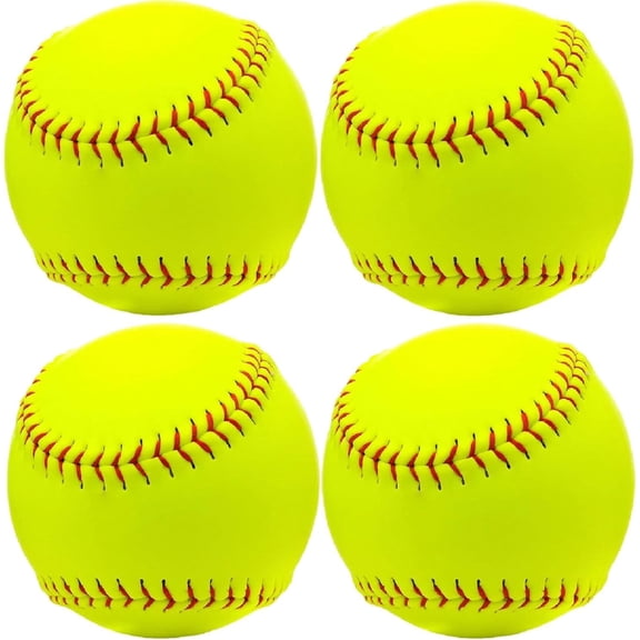 Fastpitch Softballs 11 Inch – Yellow Unmarked Leather Covered Training Balls for Practice, Games, Drills and Recreational Play