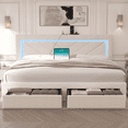 thumbnail image 1 of Fastroby King Upholstered Bed Frame with LED Headboard & Storage Drawer, No Box Spring Required, 1 of 10