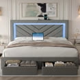 thumbnail image 1 of Fastroby Queen Upholstered Bed Frame with LED Headboard & Storage Drawer, No Box Spring Required, 1 of 11