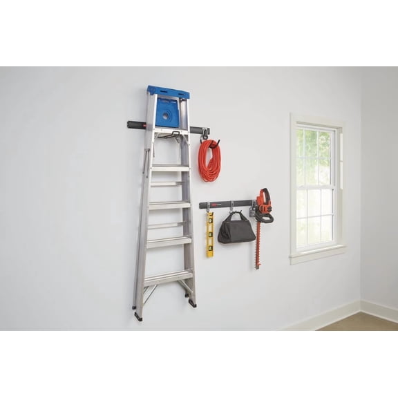 Fasttrack Garage Storage Utility Hooks 7 Piece Black All in One Rail Hook Kit and Tool Organizer Heavy Duty for Home/Garage/Shed/Garden