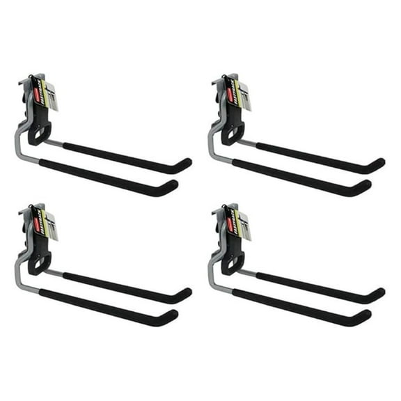 Fasttrack Wall Mounted Garage Storage Utility Multi Hook for Tools, Chairs, Hose, Equipment, and Other Items, Supports 50 Lbs Each (4 Pack)