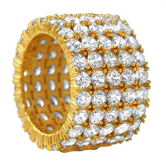 Fat 5 Row 360 Eternity Gold Bling Bling Ring (12)