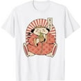 thumbnail image 1 of Fat Anime Cat eating a bowl of Ramen Noodles - Japanese white T-Shirt, 1 of 3