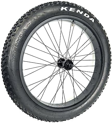 Fat Bike Front Wheel with Tyre Hub Spokes Black Alloy