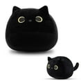 thumbnail image 1 of Fat Black Cat Plush Toy Pillow Soft Cushion with Tail 12", 1 of 6