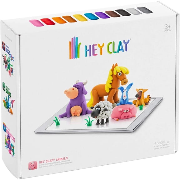 Hey Clay Animals - 18 Can Modeling Air-Dry Clay & Interactive App - Arts & Crafts for Ages 3 to 11