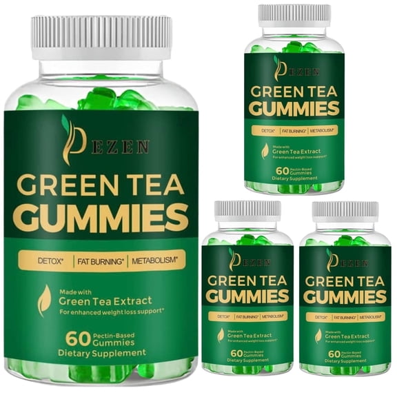 Fat Burner Green Tea Gummies, Metabolism & Energy Support Supplement, Weight Loss Management Gummy, Pack 4