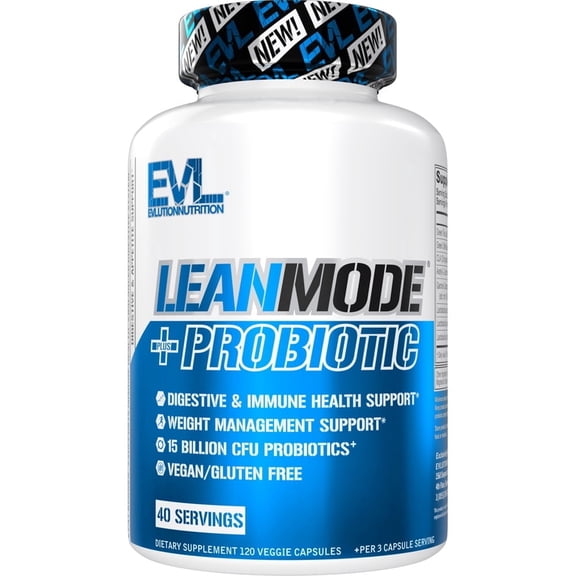 Fat Burner + Probiotic Supplement - EVL Lean Mode Stimulant-Free Diet Supplement with Green Coffee Bean, L-Carnitine, CLA, Green Tea Extract & Garcinia Cambogia (50 Servings) - Weight Loss Pills