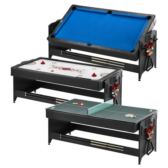 Fat Cat 3-in-1 Pockey Table - Ultimate Gaming Convenience | Pool, Air Hockey, Table Tennis | Durable, Compact, Pro-Level | Accessories Included