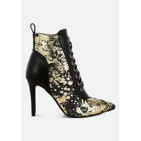 Fat Cat Abstract Pattern Lace-Up Ankle Boots