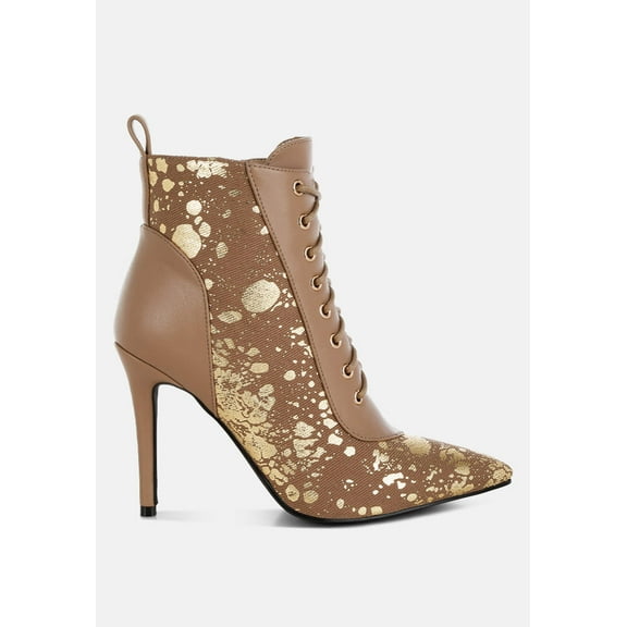 Fat Cat Abstract Pattern Lace-Up Ankle Boots