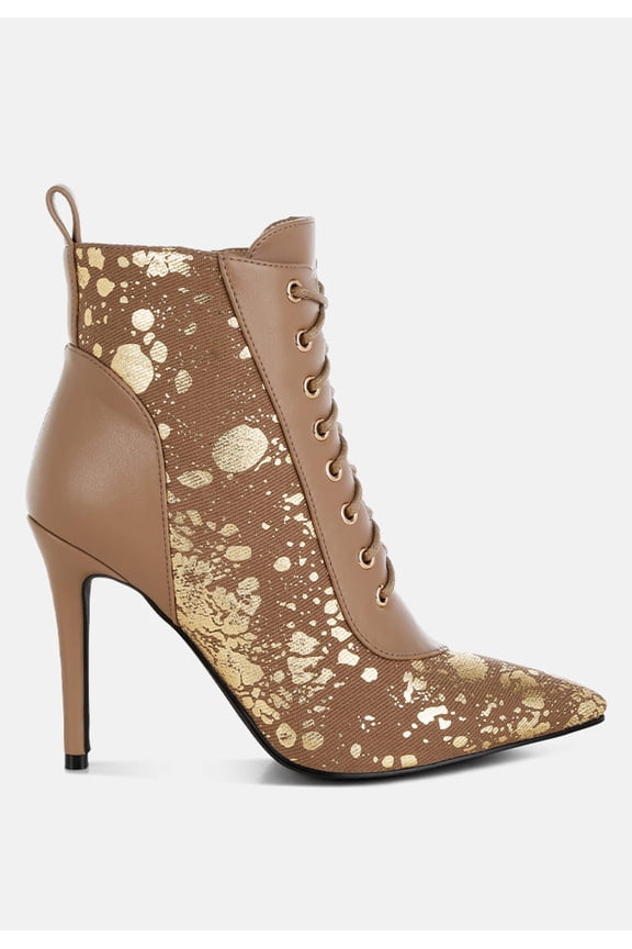 Fat Cat Abstract Pattern Lace-Up Ankle Boots