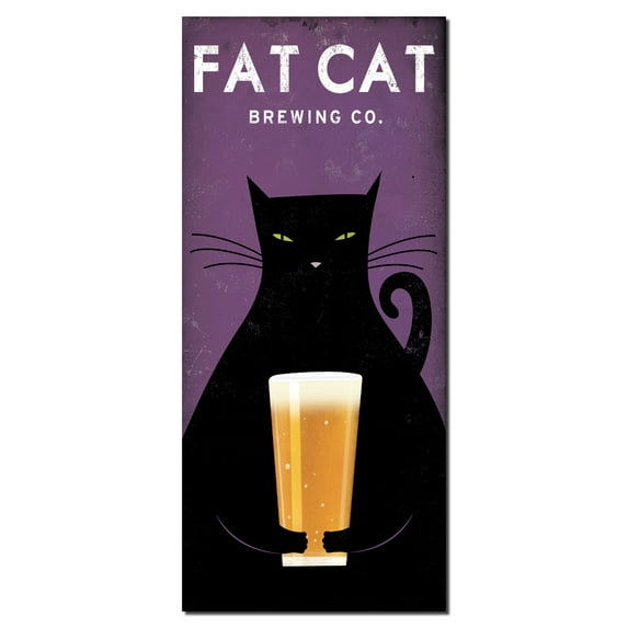 Fat Cat Brewing Co Print by Ryan Fowler; One 8x18in Paper Poster. Purple/Black