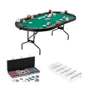 Fat Cat Folding Texas Hold'Em Table, Fat Cat Bling 13.5 Grams 500Ct Poker Chip Set, and Poker Chip Tray- 2pc.