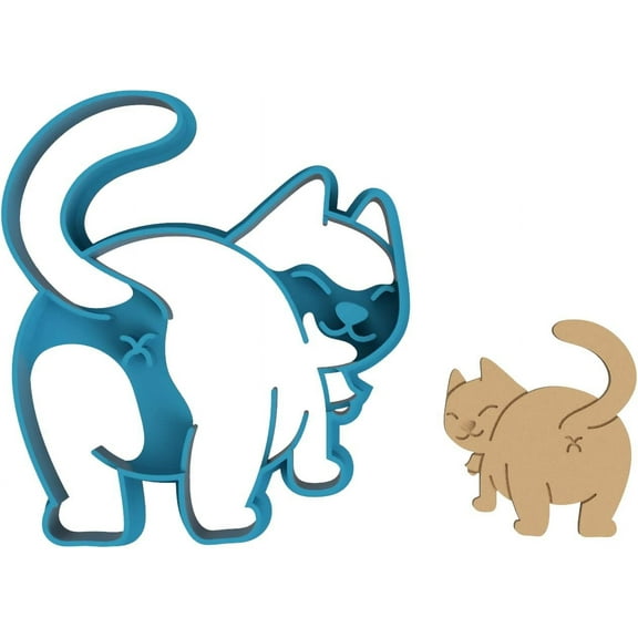 Fat Cat Looking Back Cookie Cutter - Cat Butt Feline Booty Pet Kitten Animal (0016) (4 Inch)