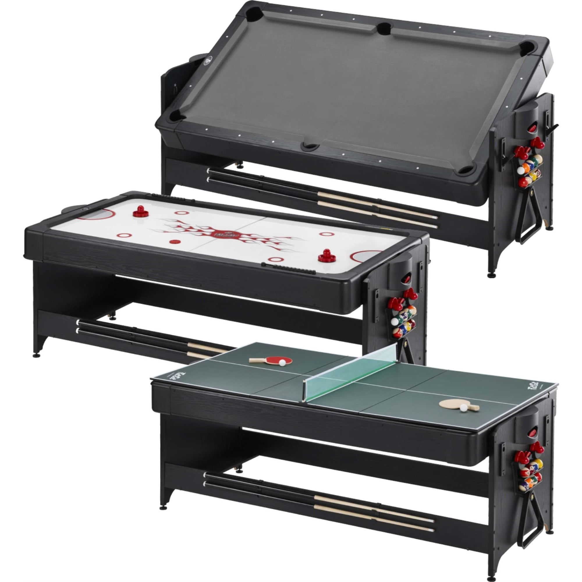 Gray 7-Foot 3-in-1 Multi-Game Table with Rotation