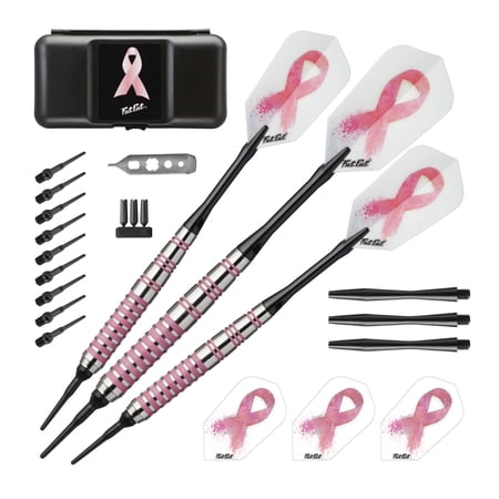 Fat Cat Pink Ribbon Breast Cancer Support Steel Tip Dart Set, 16 Grams