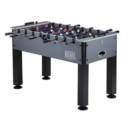 Fat Cat Rebel 4.5’ Foosball Table with Easy Snap Rods for Quick Assembly, and Sharp Blue Playing Field and Abacus Scoring