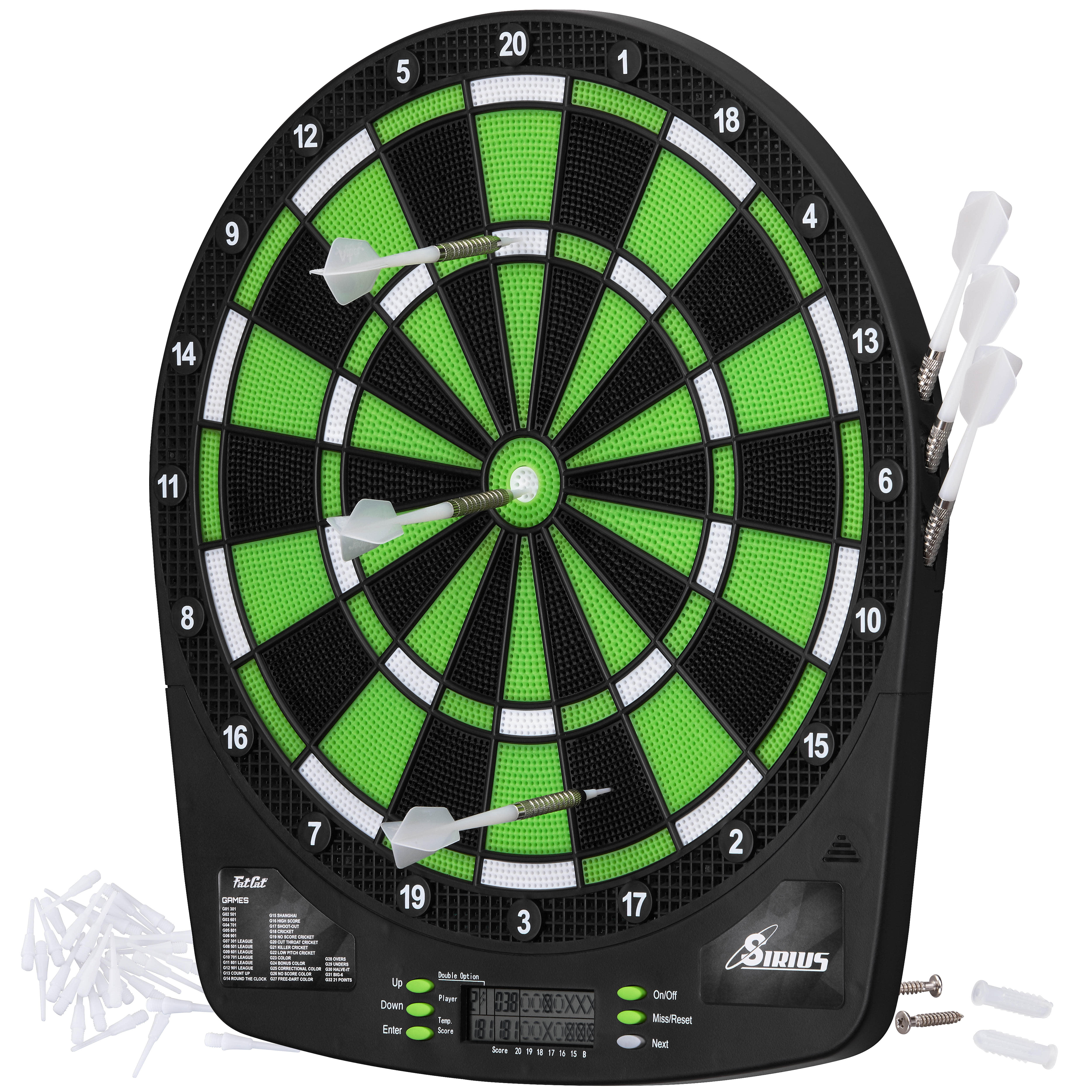 Fat Cat Sirius 13.5" Black and Green Electronic Dartboard