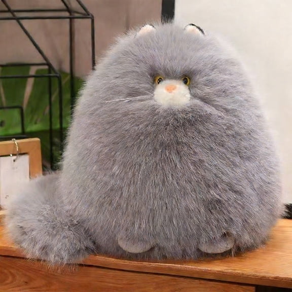 Fat Cat Stuffed Animal, 11.8 Inch Kitten Plushie, Super Soft and Cuddly Plush Toy, Birthday Gift for Cat Lovers, Home Decor Accent, Gray