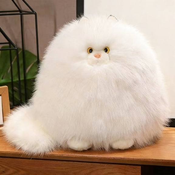 Fat Cat Stuffed Animal, 11.8 Inch Kitten Plushie, Super Soft and Cuddly Plush Toy, Birthday Gift for Cat Lovers, Home Decor Accent, White