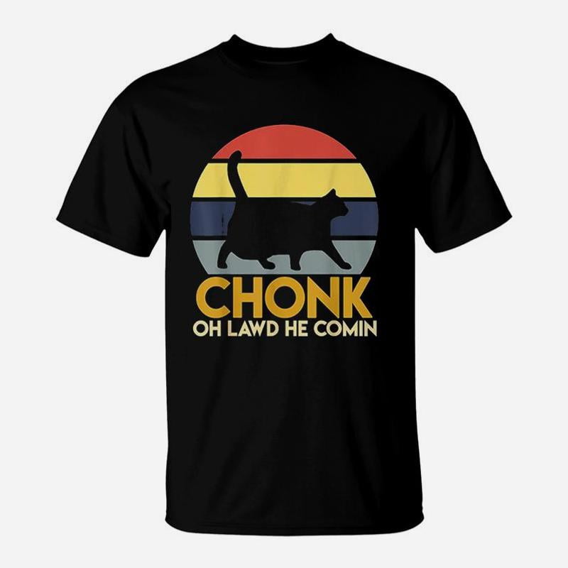 Fat Cats Chonk Oh Lawd He Comin Retro Sunset TShirt - Walmart.com