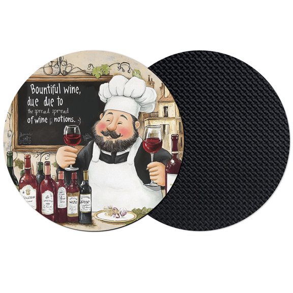 Fat Chef Country Coasters Set of 2, Absorbent Coasters for Drinks, Farmhouse Manor Gourmet Wine Coaster for Desk Coffee Table Protection, Home Decor House Warming Gifts 4"